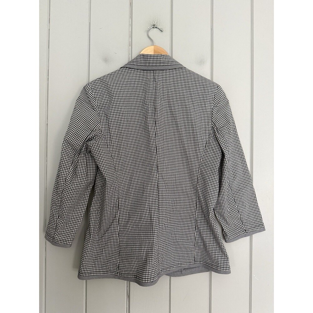 Talbots Gingham Blazer 6 Stretch Black White Cotton Poplin Sprint Summer - Picture 6 of 8